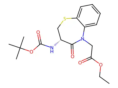 ethyl (S)-2-(3-((tert-butoxycarbonyl)amino)-4-oxo-3,4-dihydrobenzo[b][1,4]thiazepin-5(2H)-yl)acetate structure