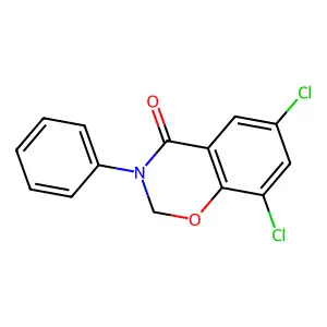 4H-1,3-Benzoxazin-4-one, 6,8-dichloro-2,3-dihydro-3-phenyl- structure
