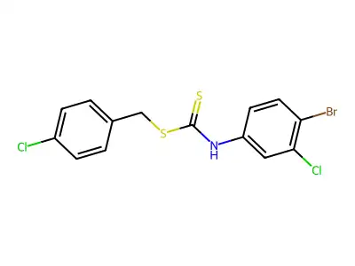Carbanilic acid, 4-bromo-3-chlorodithio-, p-chlorobenzyl ester structure