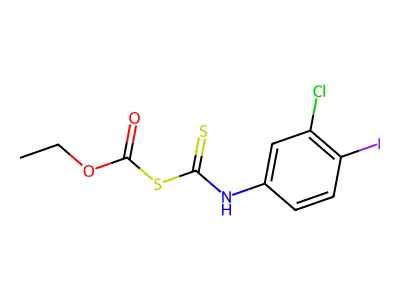 Carbonic acid, thio-, anhydrosulfide with 3-chloro-4-iododithiocarbanilic acid, ethyl ester structure