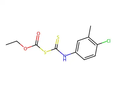 Carbonic acid, thio-, anhydrosulfide with 4-chloro-3-methyldithiocarbanilic acid, ethyl ester structure