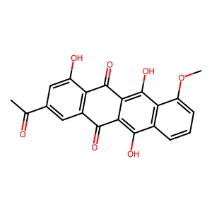 3-Acetyl-1,6,11-trihydroxy-10-methoxytetracene-5,12-dione structure