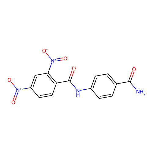 N-(4-carbamoylphenyl)-2,4-dinitrobenzamide structure