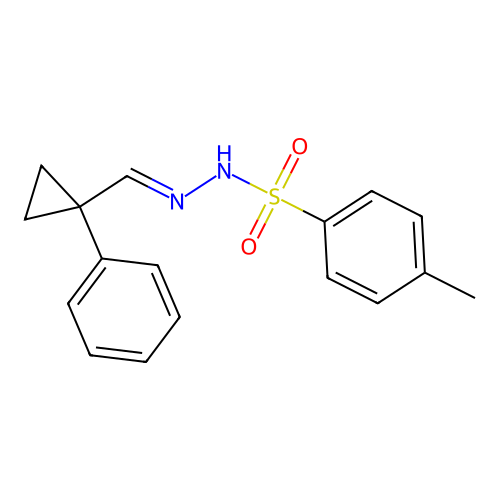 4-methyl-N-[(E)-(1-phenylcyclopropyl)methylideneamino]benzenesulfonamide structure
