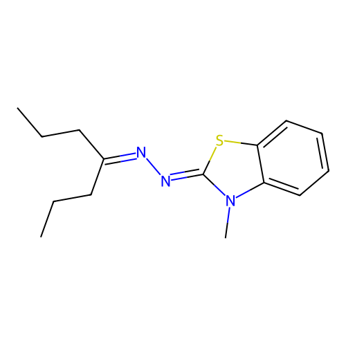 (2Z)-2-(heptan-4-ylidenehydrazinylidene)-3-methyl-2,3-dihydro-1,3-benzothiazole structure