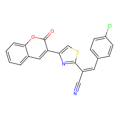 (Z)-3-(4-chlorophenyl)-2-(4-(2-oxo-2H-chromen-3-yl)thiazol-2-yl)acrylonitrile structure