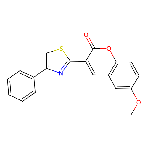 6-methoxy-3-(4-phenyl-1,3-thiazol-2-yl)-2H-chromen-2-one structure