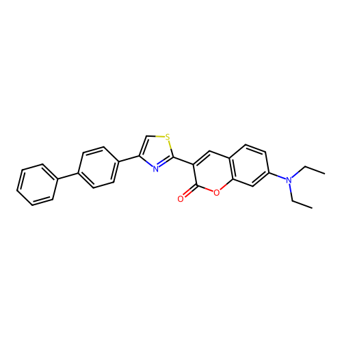 3-[4-(biphenyl-4-yl)-1,3-thiazol-2-yl]-7-(diethylamino)-2H-chromen-2-one structure