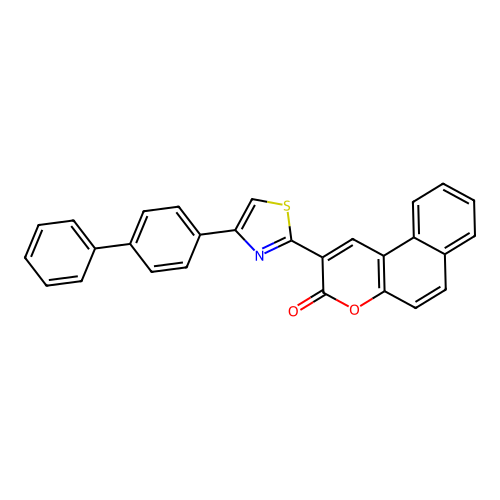 2-[4-(biphenyl-4-yl)-1,3-thiazol-2-yl]-3H-benzo[f]chromen-3-one structure