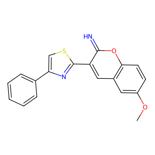 6-methoxy-3-(4-phenylthiazol-2-yl)-2H-chromen-2-imine structure