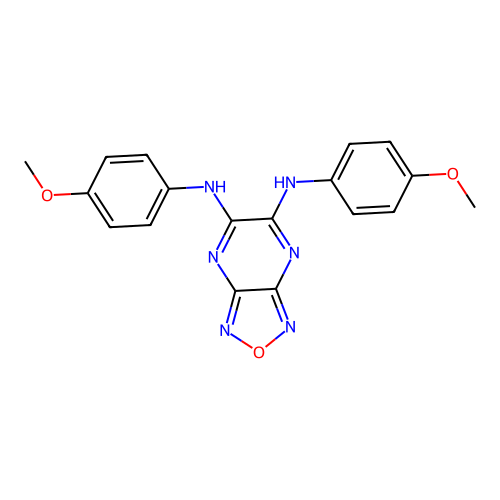 N,N'-bis(4-methoxyphenyl)[1,2,5]oxadiazolo[3,4-b]pyrazine-5,6-diamine structure