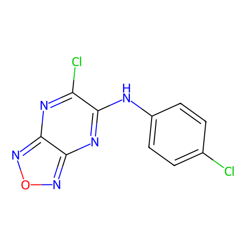 6-chloro-N-(4-chlorophenyl)[1,2,5]oxadiazolo[3,4-b]pyrazin-5-amine structure