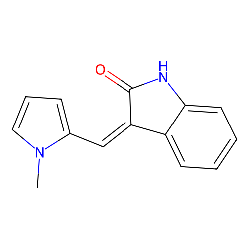 (3Z)-3-[(1-methylpyrrol-2-yl)methylidene]-1H-indol-2-one structure