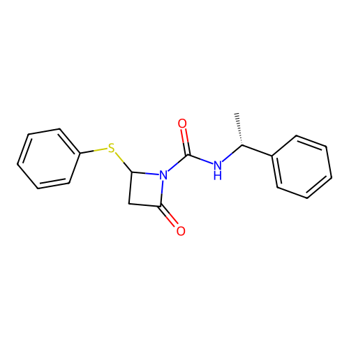 2-oxo-N-[(1R)-1-phenylethyl]-4-phenylsulfanyl-azetidine-1-carboxamide structure