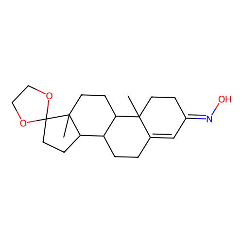 (NE)-N-(10',13'-dimethylspiro[1,3-dioxolane-2,17'-2,6,7,8,9,11,12,14,15,16-decahydro-1H-cyclopenta[a]phenanthrene]-3'-ylidene)hydroxylamine structure
