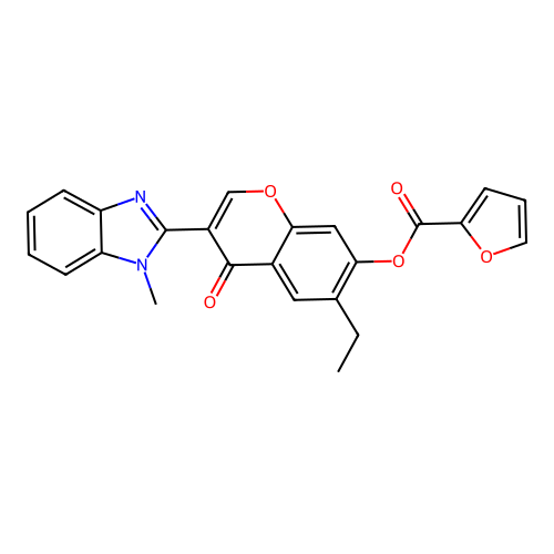 6-ethyl-3-(1-methyl-1H-benzimidazol-2-yl)-4-oxo-4H-chromen-7-yl 2-furoate structure