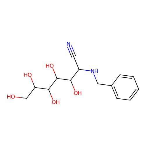 2-(Benzylamino)-3,4,5,6,7-pentahydroxyheptanenitrile structure
