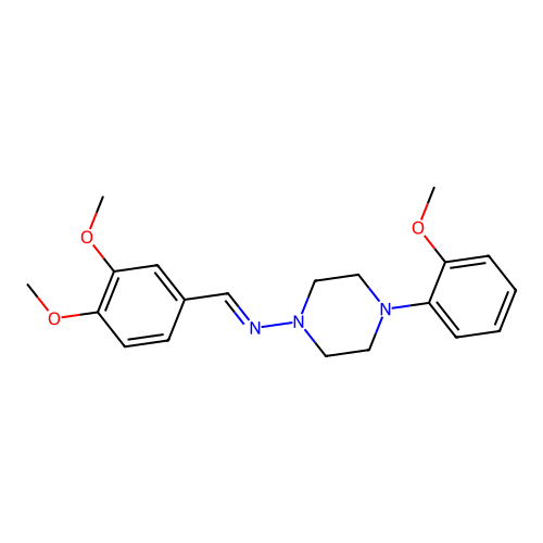 N-(3,4-dimethoxybenzylidene)-4-(2-methoxyphenyl)-1-piperazinamine structure