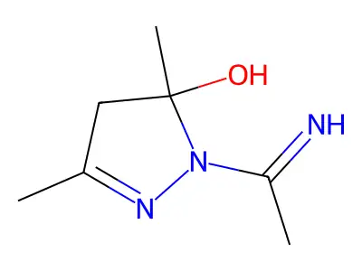 1-(1-Iminoethyl)-3,5-dimethyl-4,5-dihydro-1H-pyrazol-5-ol structure