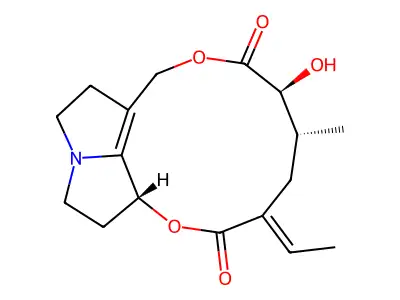 (1R,6R,7S)-4-ethylidene-7-hydroxy-6-methyl-2,9-dioxa-14-azatricyclo[9.5.1.014,17]heptadec-11(17)-ene-3,8-dione structure