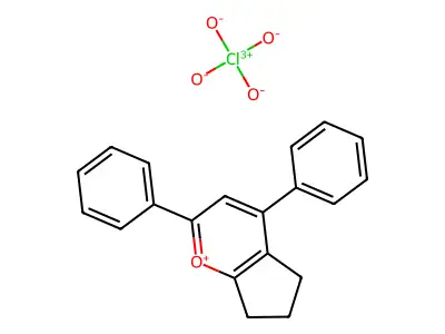 5H-Cyclopenta[b]pyrylium, 6,7-dihydro-2,4-diphenyl-, perchlorate structure