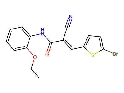3-(5-bromothiophen-2-yl)-2-cyano-N-(2-ethoxyphenyl)prop-2-enamide structure