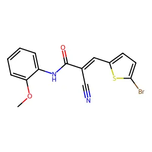 3-(5-bromothiophen-2-yl)-2-cyano-N-(2-methoxyphenyl)prop-2-enamide structure
