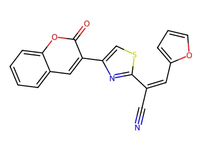 3-Furan-2-yl-2-[4-(2-oxo-2H-chromen-3-yl)-thiazol-2-yl]-acrylonitrile structure