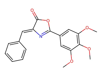 (4Z)-4-benzylidene-2-(3,4,5-trimethoxyphenyl)-1,3-oxazol-5(4H)-one structure