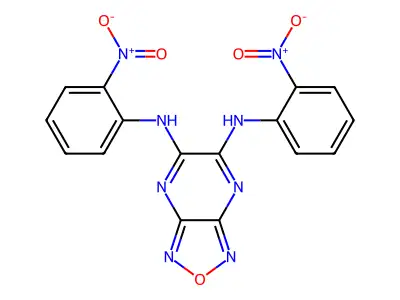 5,6-Bis{2-nitroanilino}[1,2,5]oxadiazolo[3,4-b]pyrazine structure