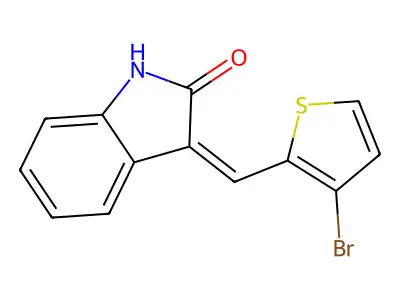 3-[(3-bromothiophen-2-yl)methylidene]-1H-indol-2-one structure