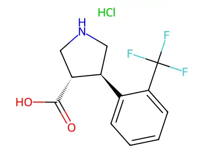 (3S,4R)-4-(2-(Trifluoromethyl)phenyl)pyrrolidine-3-carboxylic acid hydrochloride structure