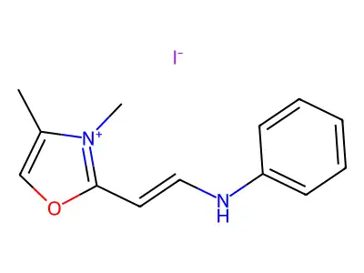 N-[2-(3,4-Dimethyl-1,3-oxazol-3-ium-2-yl)ethenyl]aniline;iodide structure