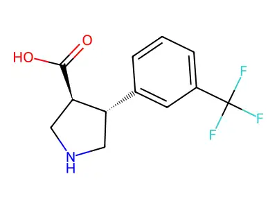 rac-(3R,4S)-4-[3-(trifluoromethyl)phenyl]pyrrolidine-3-carboxylic acid structure