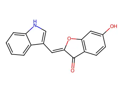 6-Hydroxy-2-[(E)-1-(1H-indol-3-YL)methylidene]-1-benzofuran-3(2H)-one structure