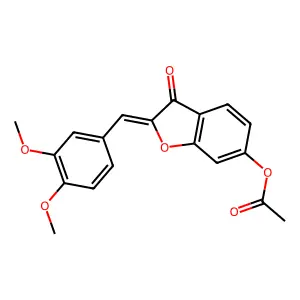 (2Z)-2-(3,4-dimethoxybenzylidene)-3-oxo-2,3-dihydro-1-benzofuran-6-yl acetate structure