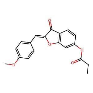 (Z)-2-(4-methoxybenzylidene)-3-oxo-2,3-dihydrobenzofuran-6-yl propionate structure