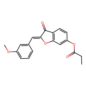 (Z)-2-(3-methoxybenzylidene)-3-oxo-2,3-dihydrobenzofuran-6-yl propionate structure