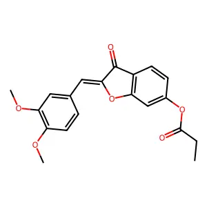 (Z)-2-(3,4-dimethoxybenzylidene)-3-oxo-2,3-dihydrobenzofuran-6-yl propionate structure