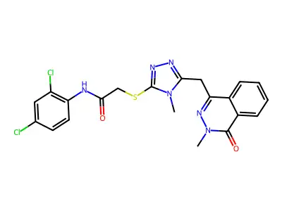 N-(2,4-dichlorophenyl)-2-[[4-methyl-5-[(3-methyl-4-oxophthalazin-1-yl)methyl]-1,2,4-triazol-3-yl]sulfanyl]acetamide structure