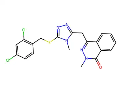4-[[5-[(2,4-dichlorophenyl)methylsulfanyl]-4-methyl-1,2,4-triazol-3-yl]methyl]-2-methylphthalazin-1-one structure