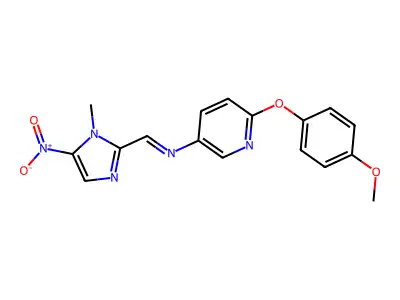 N-[6-(4-methoxyphenoxy)pyridin-3-yl]-1-(1-methyl-5-nitroimidazol-2-yl)methanimine structure