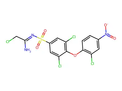 2-chloro-N'-[3,5-dichloro-4-(2-chloro-4-nitrophenoxy)phenyl]sulfonylethanimidamide structure