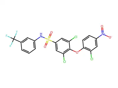 3,5-dichloro-4-(2-chloro-4-nitrophenoxy)-N-[3-(trifluoromethyl)phenyl]benzenesulfonamide structure