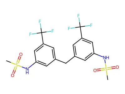 N-[3-[[3-(methanesulfonamido)-5-(trifluoromethyl)phenyl]methyl]-5-(trifluoromethyl)phenyl]methanesulfonamide structure