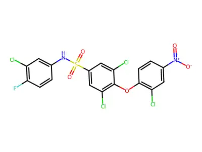 3,5-dichloro-N-(3-chloro-4-fluorophenyl)-4-(2-chloro-4-nitrophenoxy)benzenesulfonamide structure