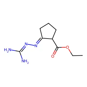 Ethyl 2-[2-(aminoiminomethyl)hydrazinylidene]cyclopentanecarboxylate structure
