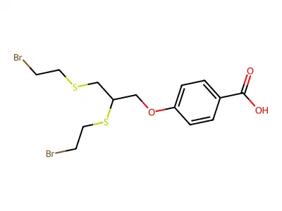 P-(2,3-di(2-bromoethylthio)-n-propyloxy)benzoic acid structure