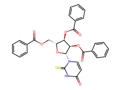 beta-Ribofuranose, 1-deoxy-1-[pyrimidin-4-one-2-thione-1-yl]-2,3,6-tribenzoyl- structure