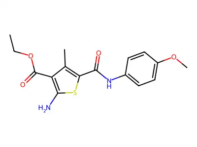 ethyl 2-amino-5-[(4-methoxyphenyl)carbamoyl]-4-methylthiophene-3-carboxylate structure